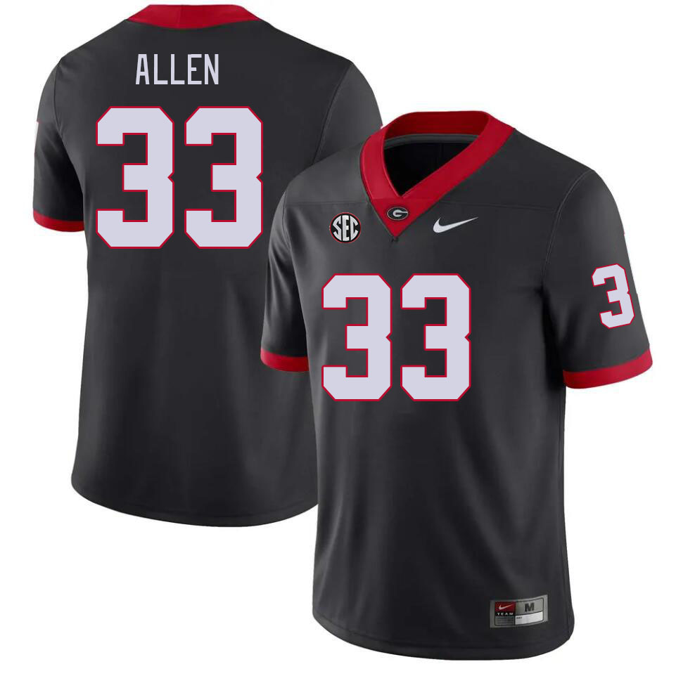 Georgia Bulldogs #33 C.J. Allen College Football Jerseys Stitched-Black